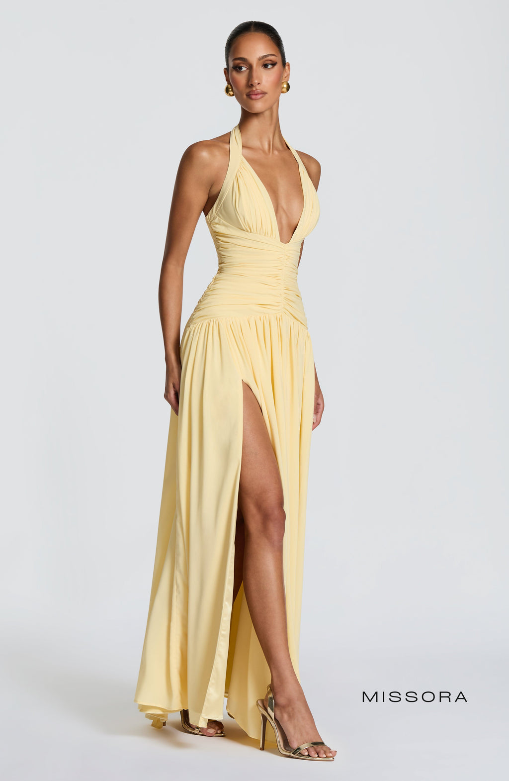 Missora Gracie Ruched Chiffon Maxi Dress
