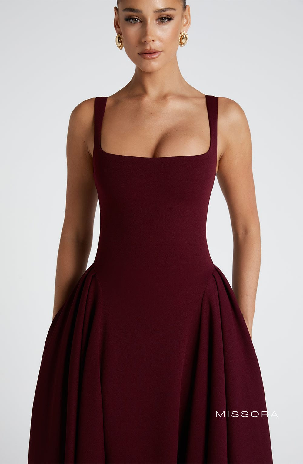 Missora Greenlee Sculpted Godet Midi Dress