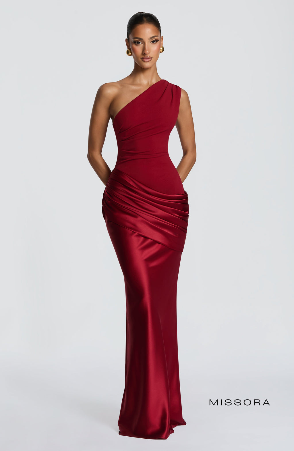 Missora Hadlee Draped Satin Maxi Dress