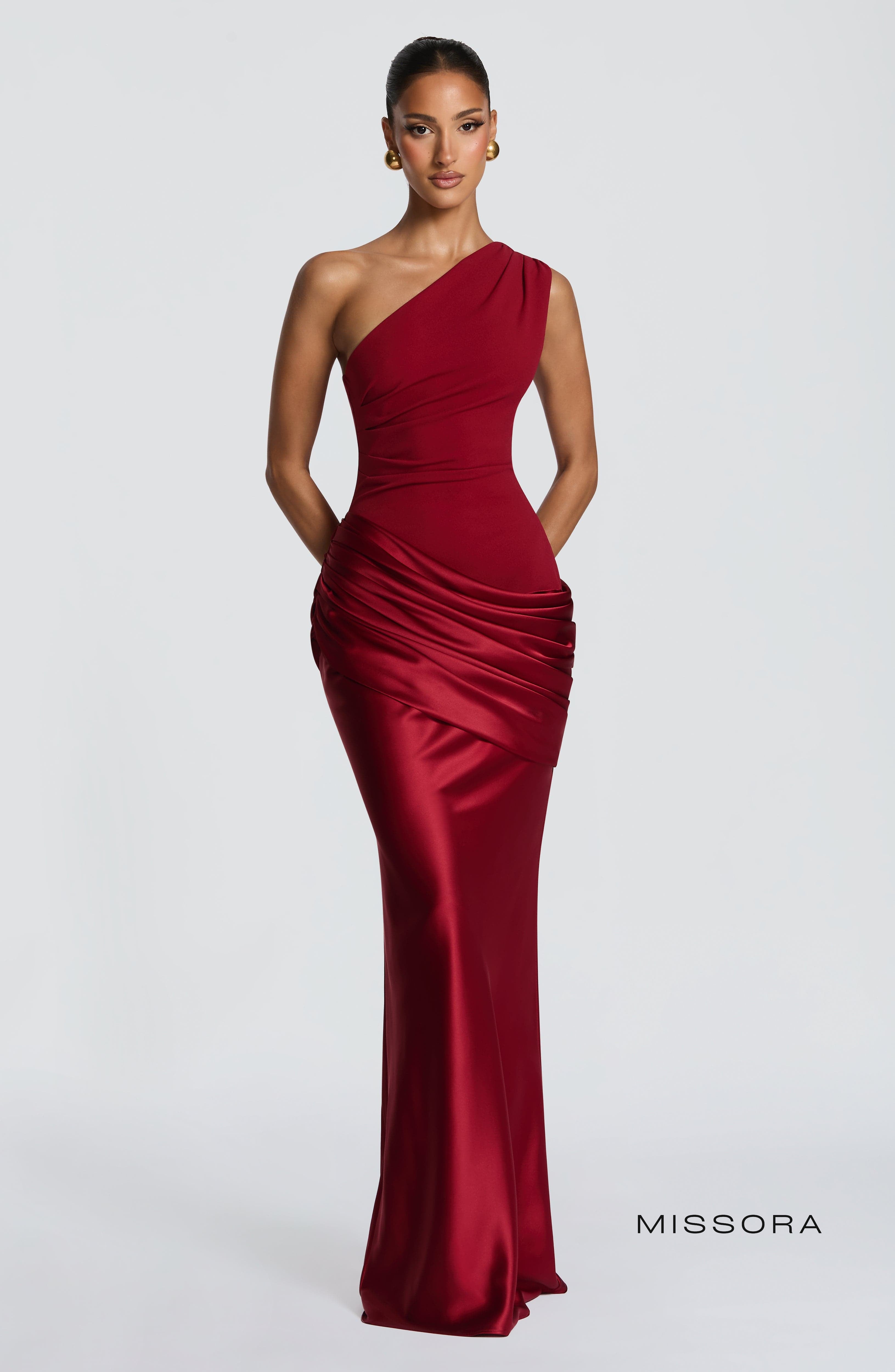 Missora Hadlee Draped Satin Maxi Dress