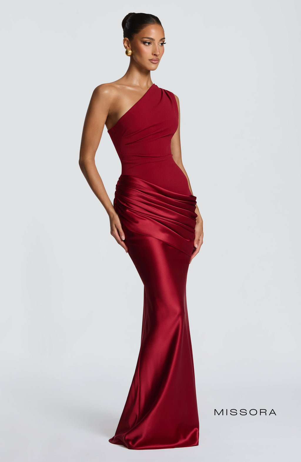 Missora Hadlee Draped Satin Maxi Dress
