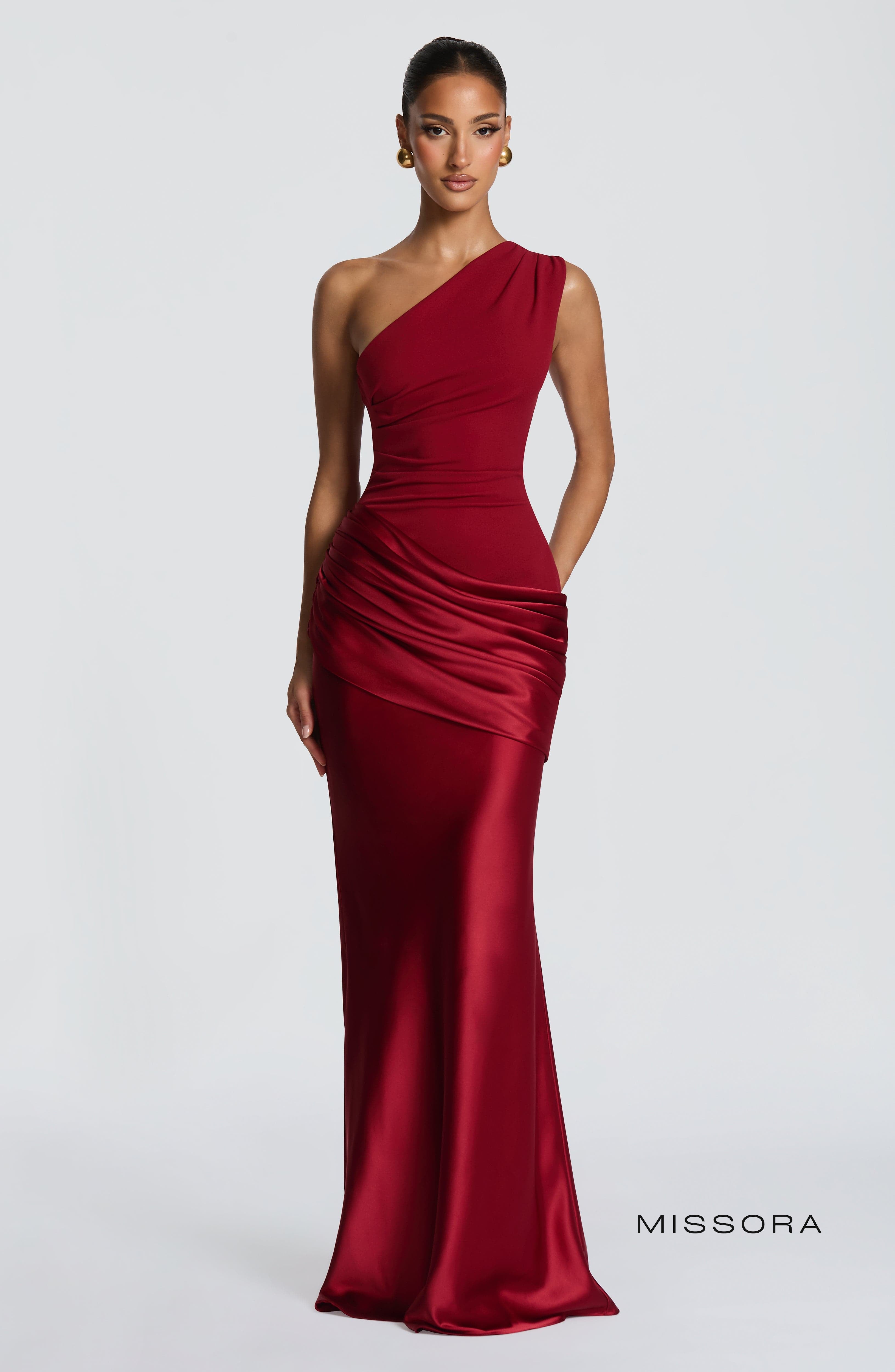 Missora Hadlee Draped Satin Maxi Dress