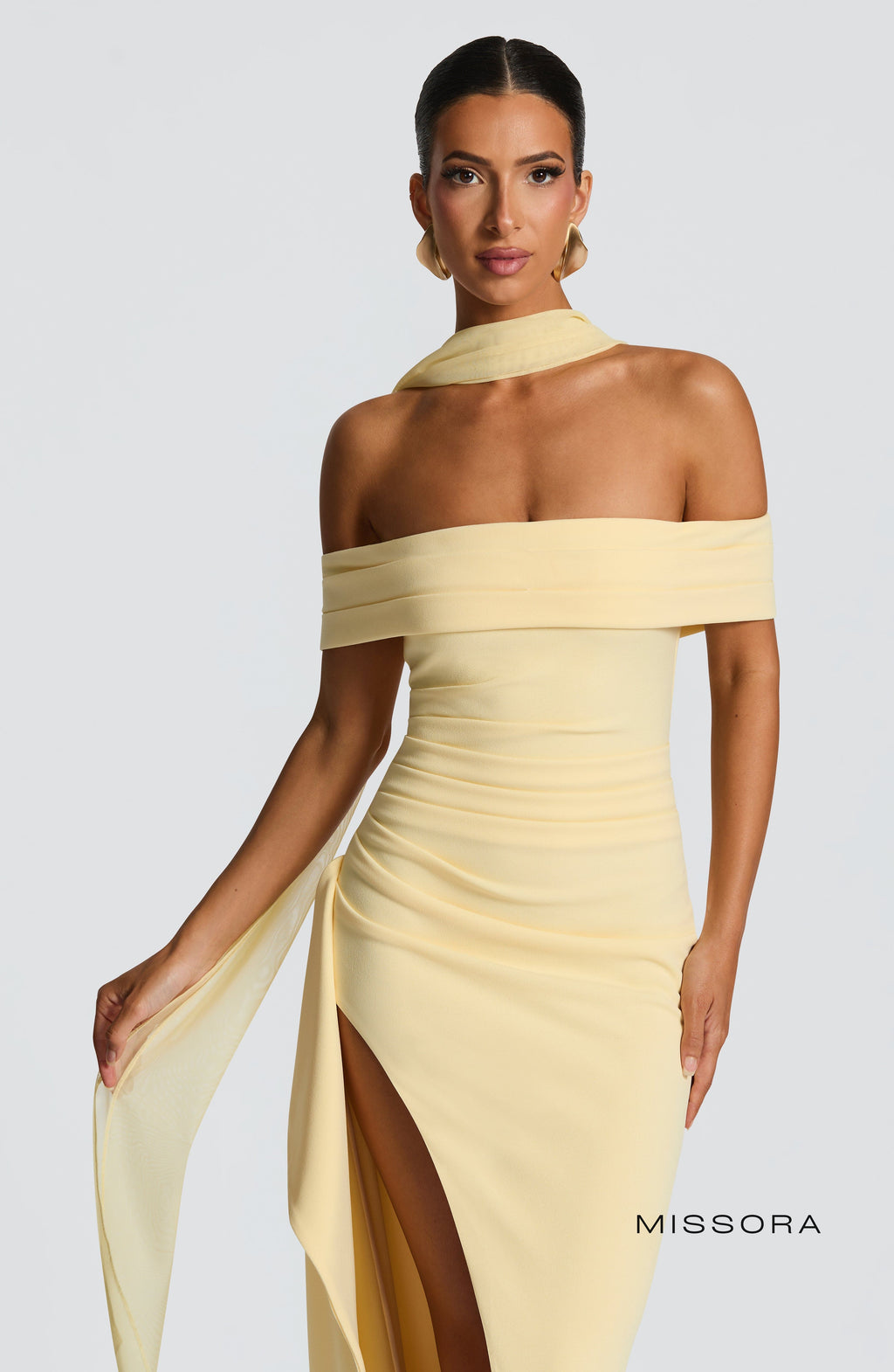 Missora Harli Pleated Bardot Maxi Dress