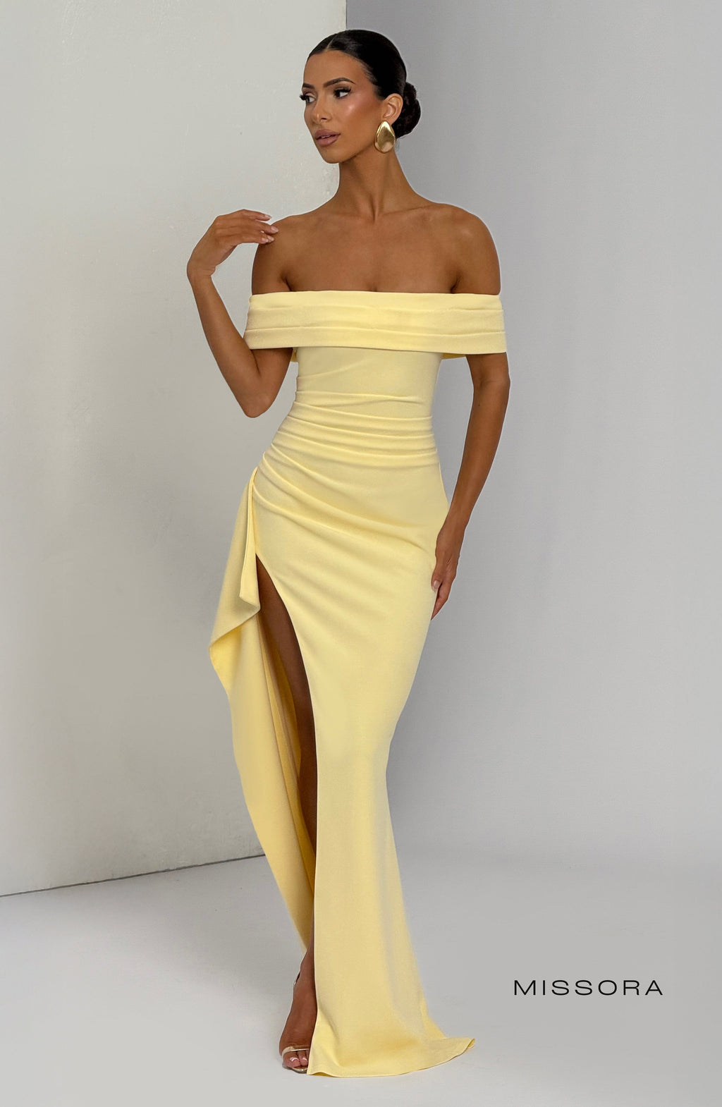 Missora Harli Pleated Bardot Maxi Dress