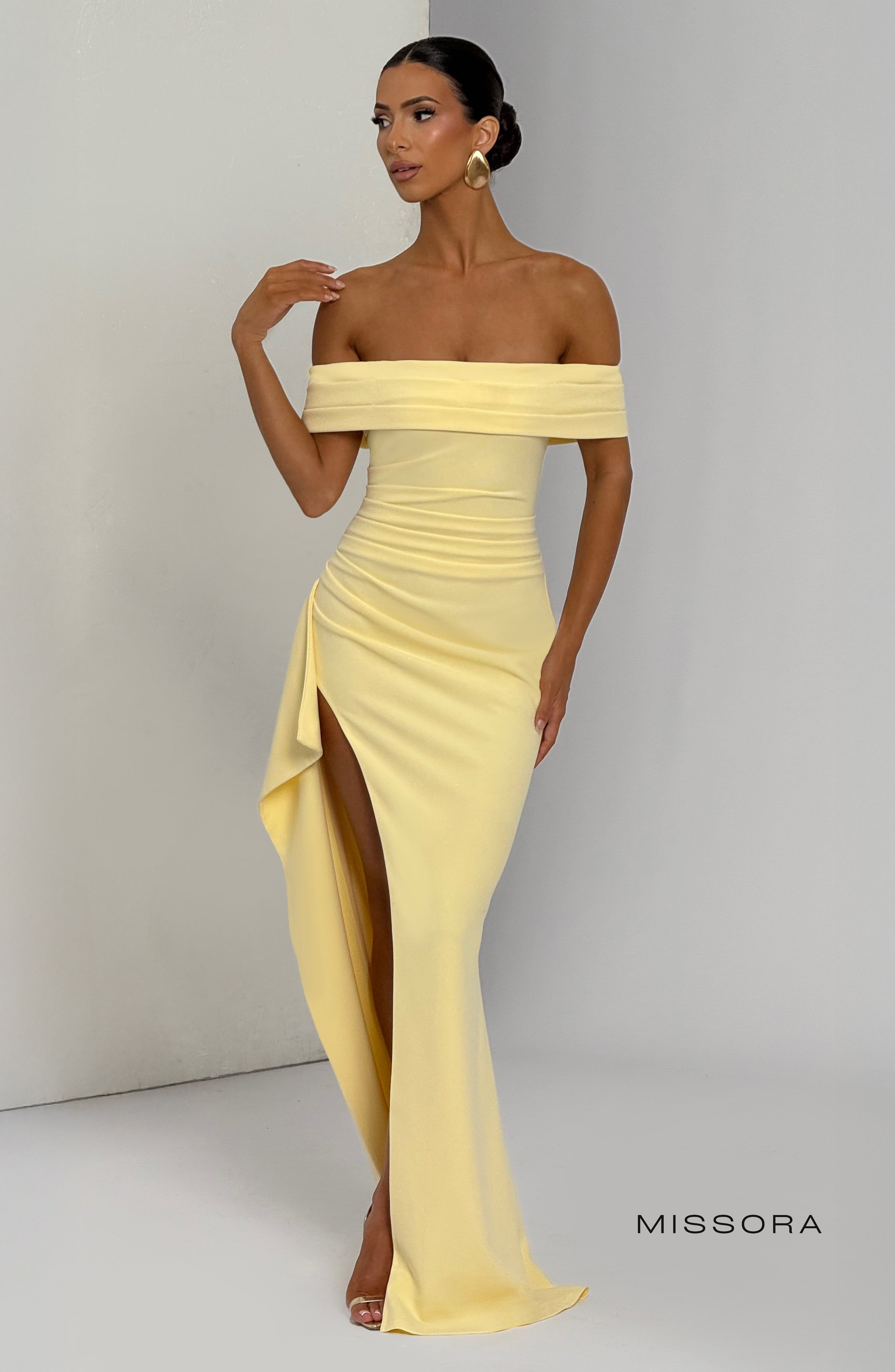 Missora Harli Pleated Bardot Maxi Dress