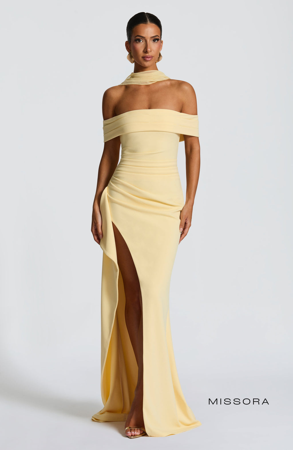 Missora Harli Pleated Bardot Maxi Dress