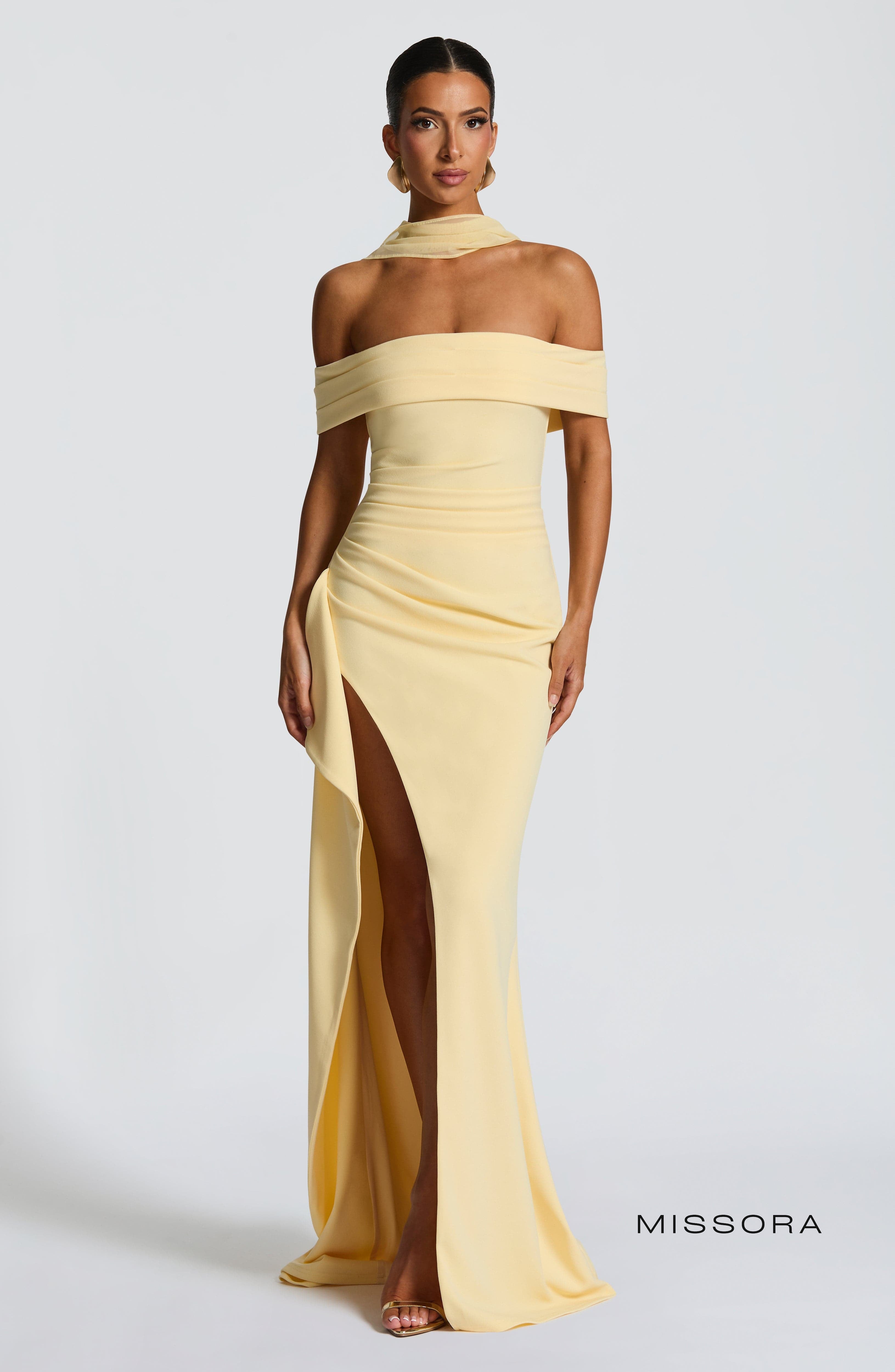 Missora Harli Pleated Bardot Maxi Dress