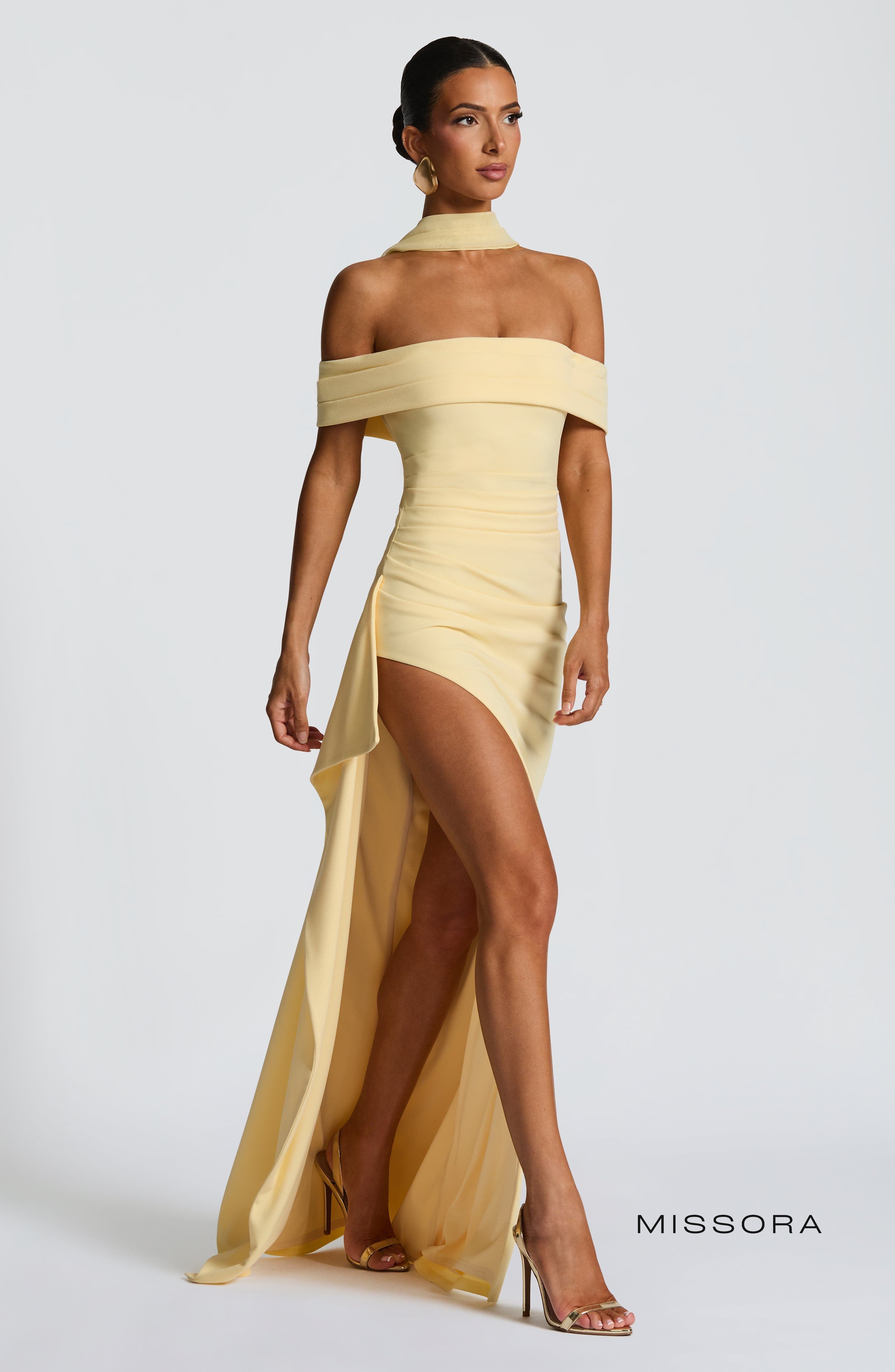 Missora Harli Pleated Bardot Maxi Dress