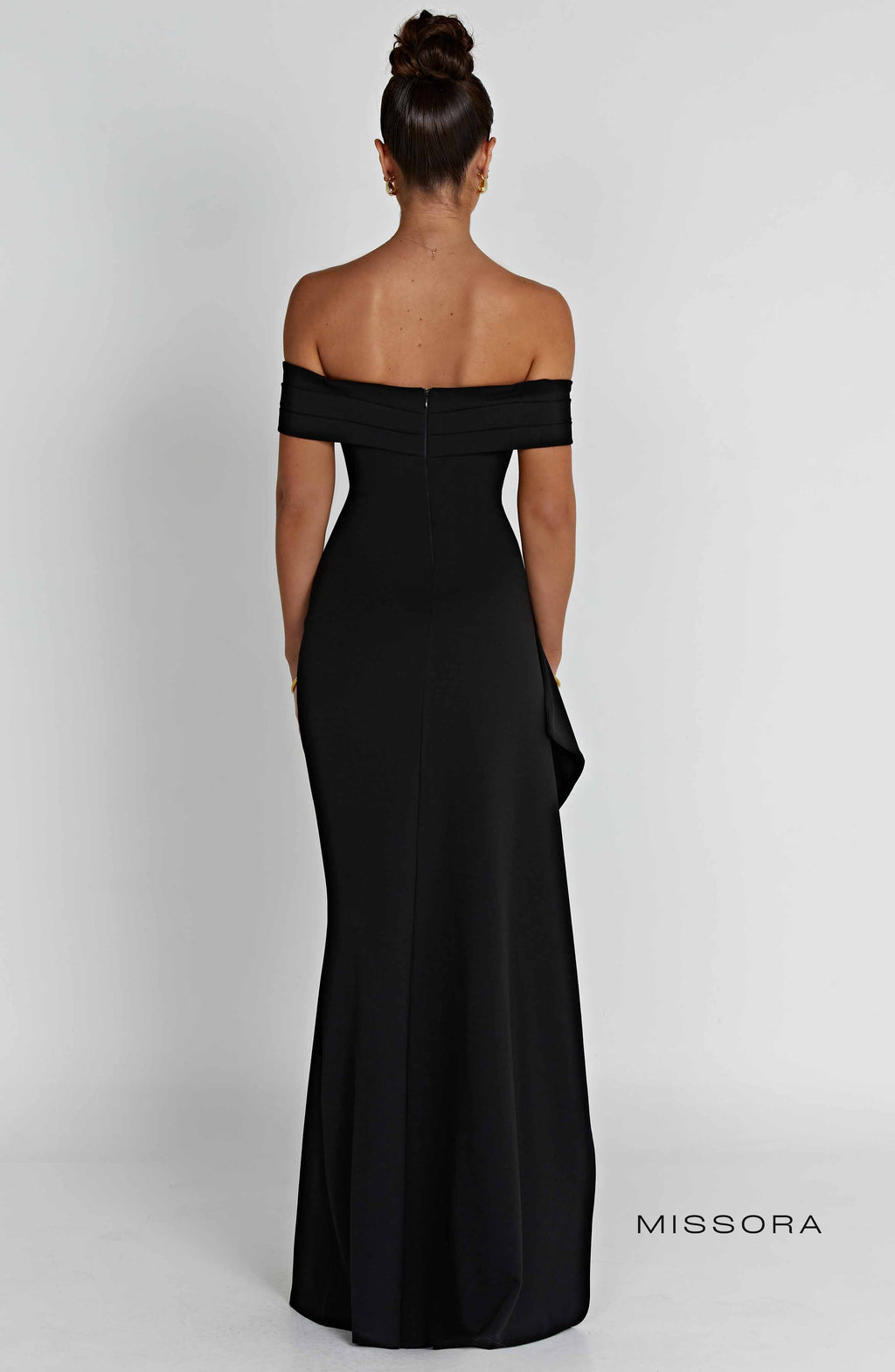 Missora Harli Pleated Bardot Maxi Dress - Black