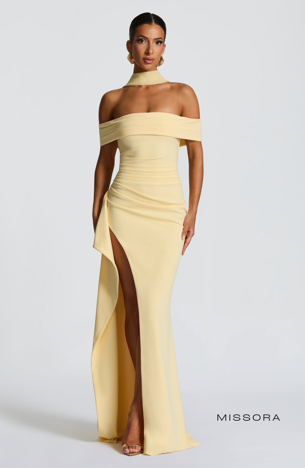 Missora Harli Pleated Bardot Maxi Dress