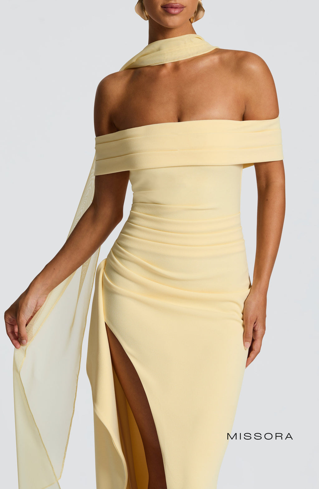 Missora Harli Pleated Bardot Maxi Dress