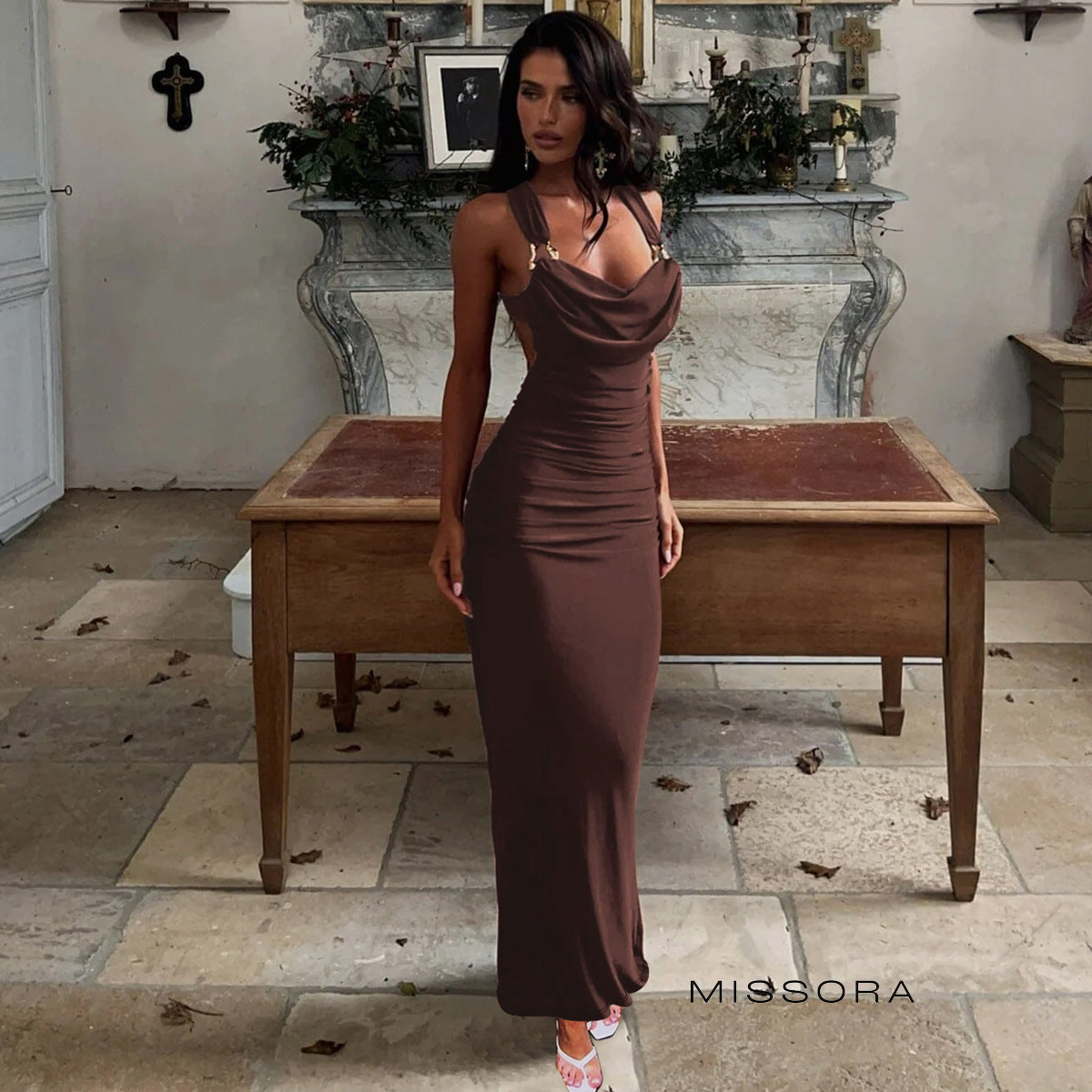 Harlynn Omuz Dekolteli Balıkçı Maxi Elbise [87MB8FEQ]