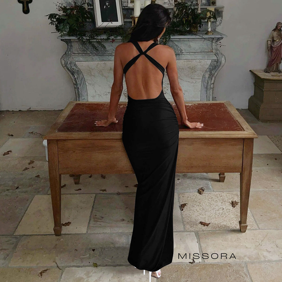 Harlynn Omuz Dekolteli Balıkçı Maxi Elbise [WNQEE53N]