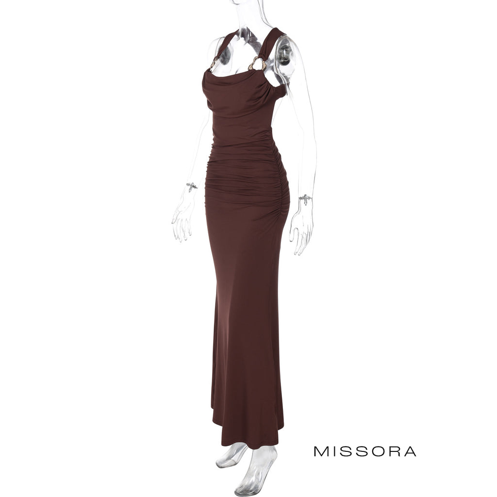 Harlynn Omuz Dekolteli Balıkçı Maxi Elbise [ABCSIZ42]