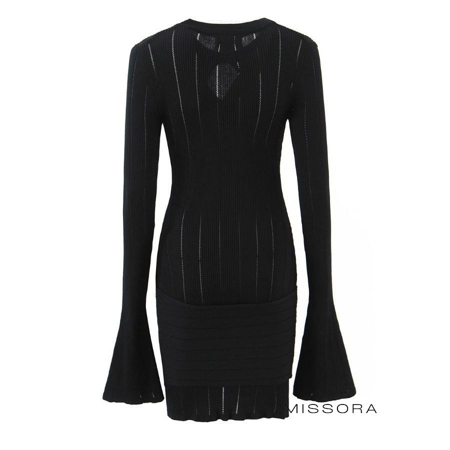 Isa Örgü Dekolteli Mini Elbise [ZMPLC0WA]