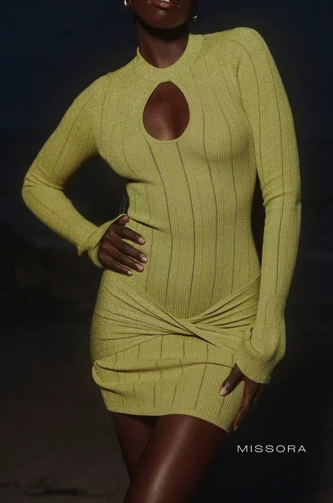 Isa Örgü Dekolteli Mini Elbise [T0D2GKD1]