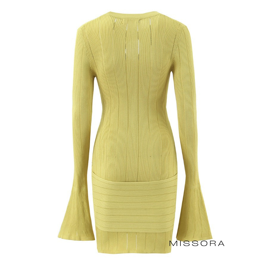 Isa Örgü Dekolteli Mini Elbise [5YD93QIF]