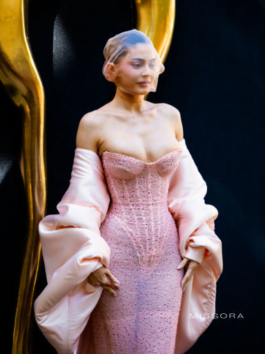 Isabel Payetli Uzun Straplez Elbise [BGR0BKLS]