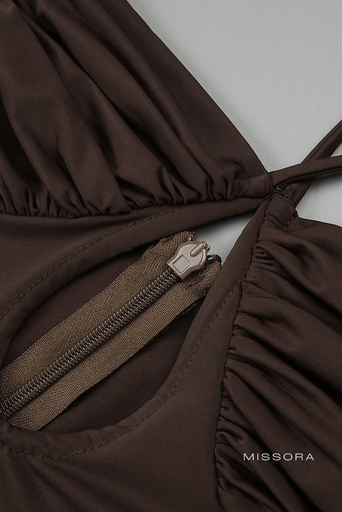 Missora Jacelyn Askili Drapeli Maksi Elbise | BD2647FD-1 | BD2647FD-2 | BD2647FD-3 | BD2647FD-4