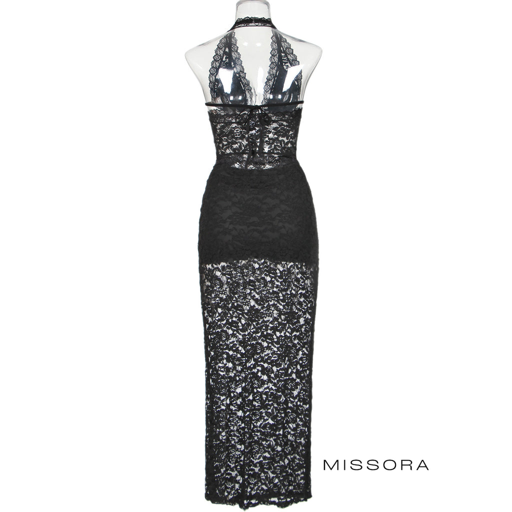 Jamaria Halter Dantel Uzun Elbise [SURD4DIU]