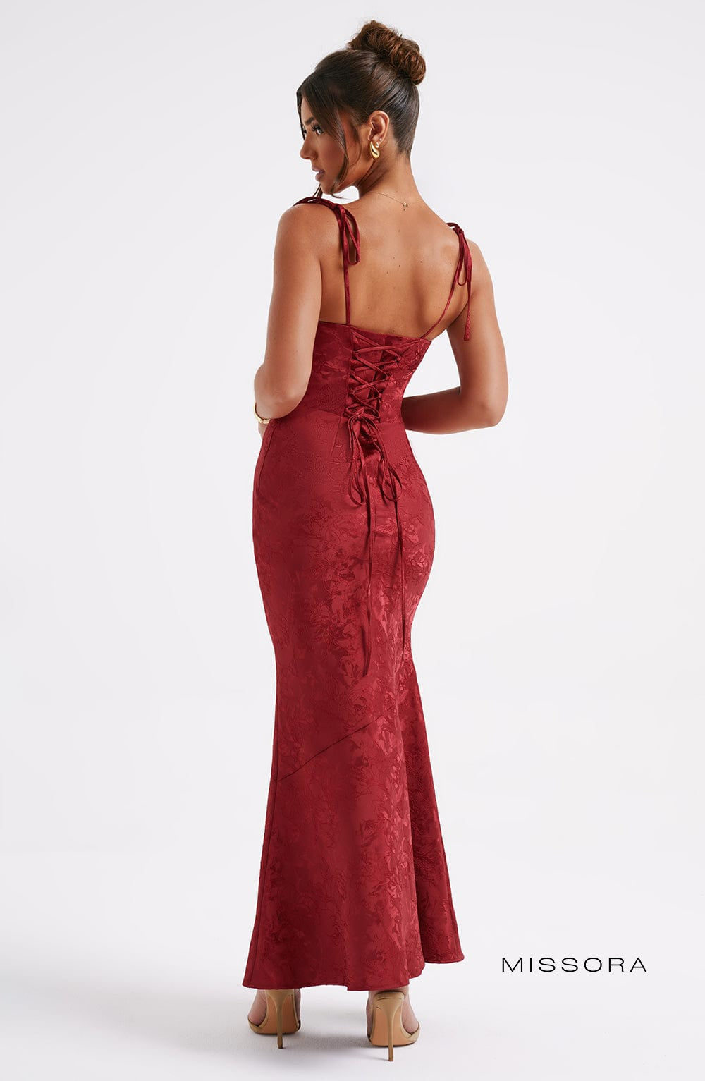 Missora Jania Floral Draped Maxi Dress - Red