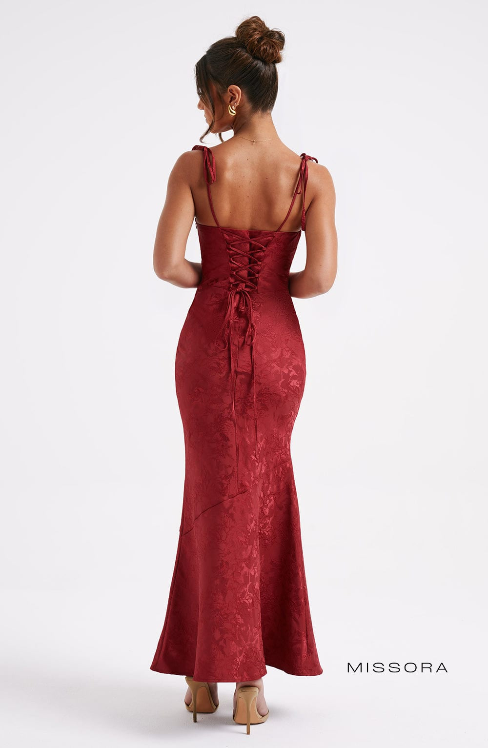 Missora Jania Floral Draped Maxi Dress - Red