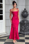 Missora Jania Floral Draped Maxi Dress - Red