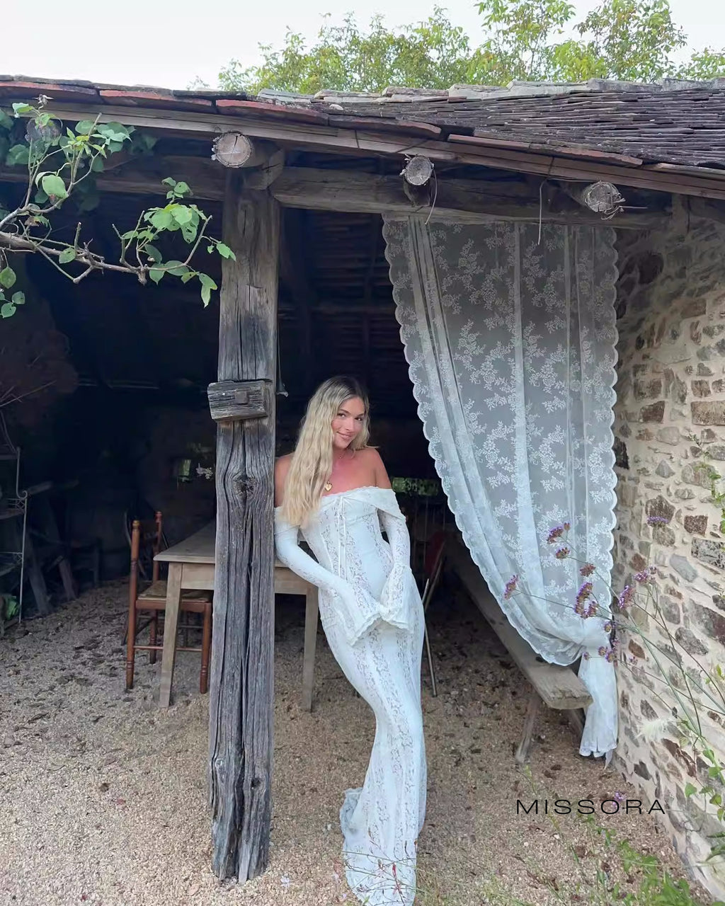 Jaslynn Omuz Dekolteli Dantel Elbise [MX0YG8EA]