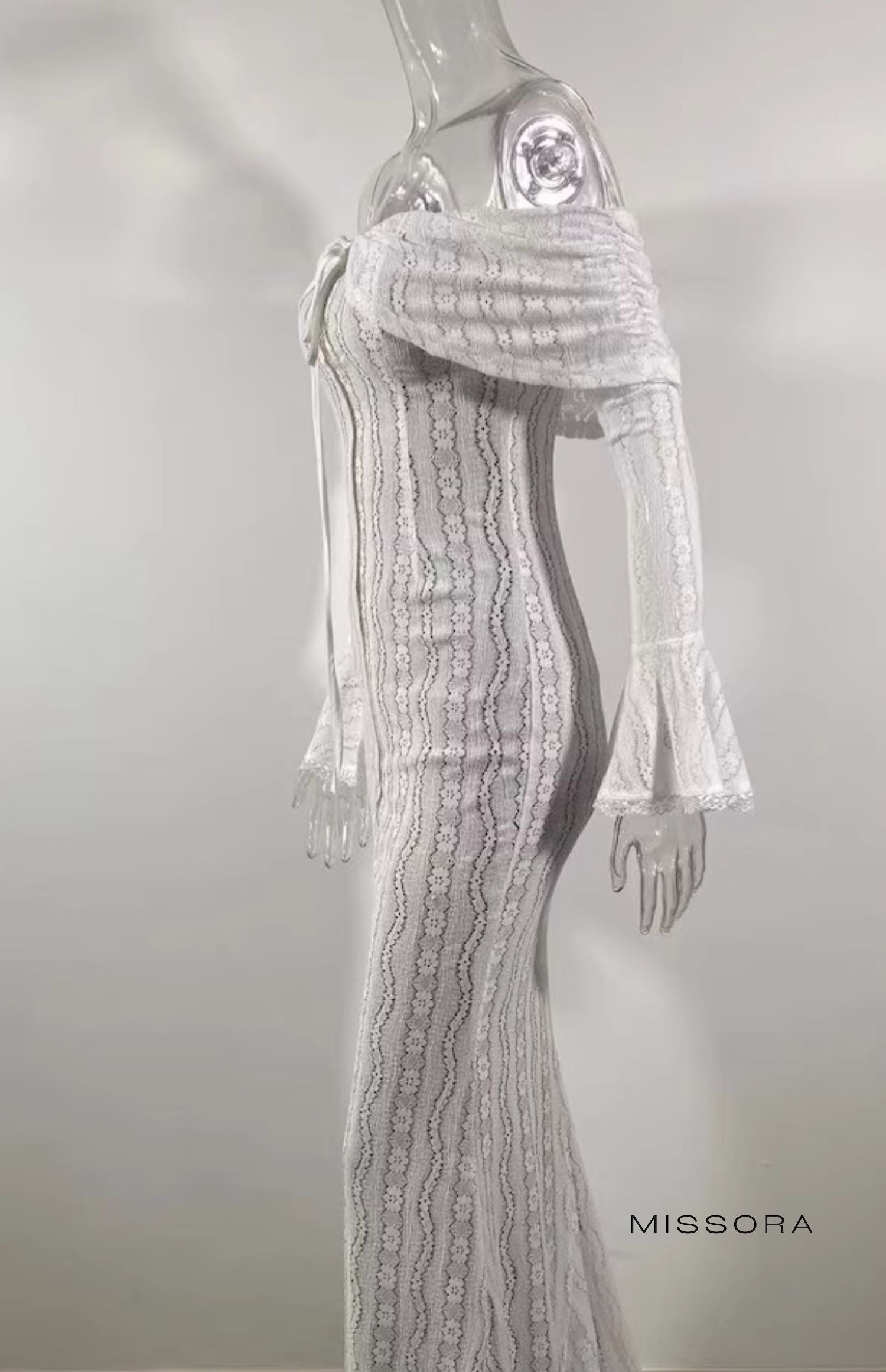 Jaslynn Omuz Dekolteli Dantel Elbise [DLYYNRJM]