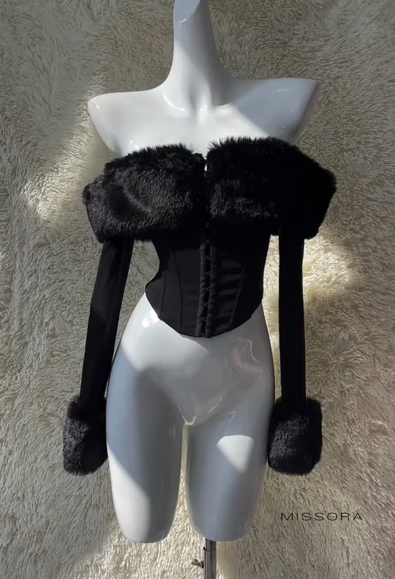 Jaylen Omuz Dekolteli Korse Top [BR7OS0R9]