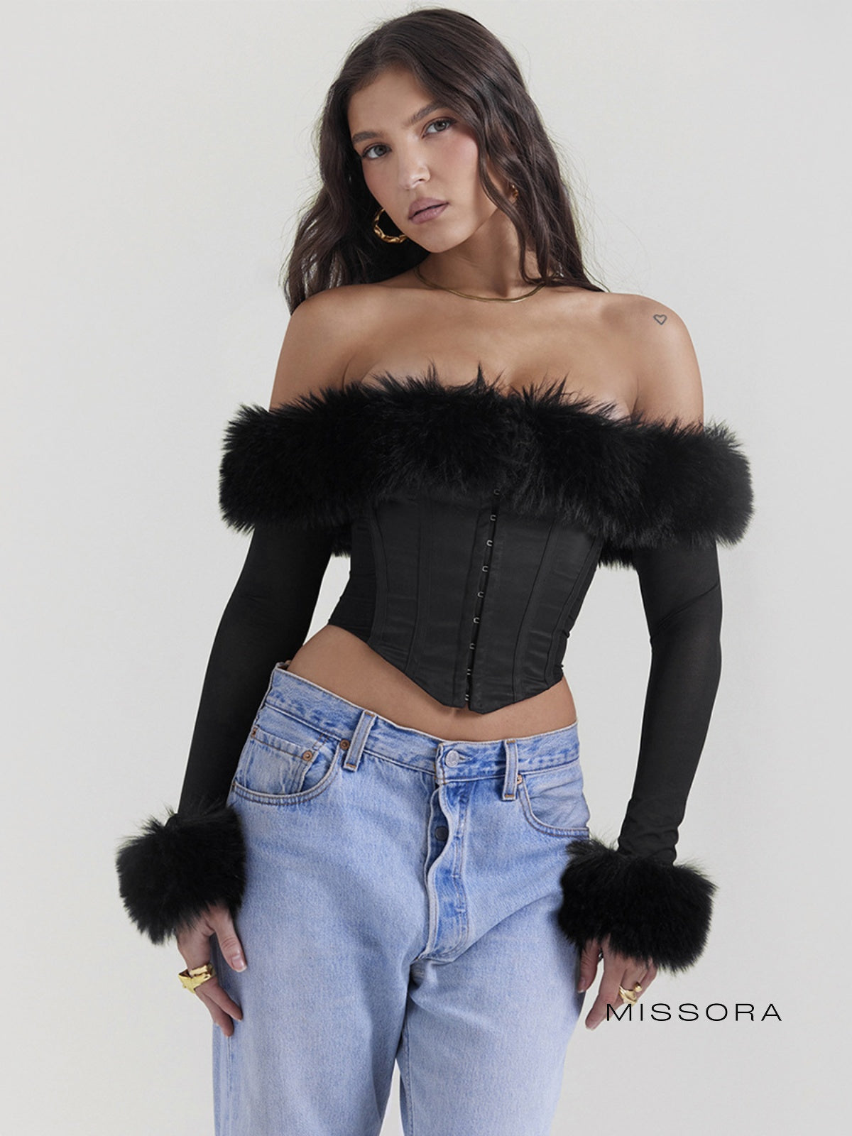 Jaylen Omuz Dekolteli Korse Top [SMNEHXH5]