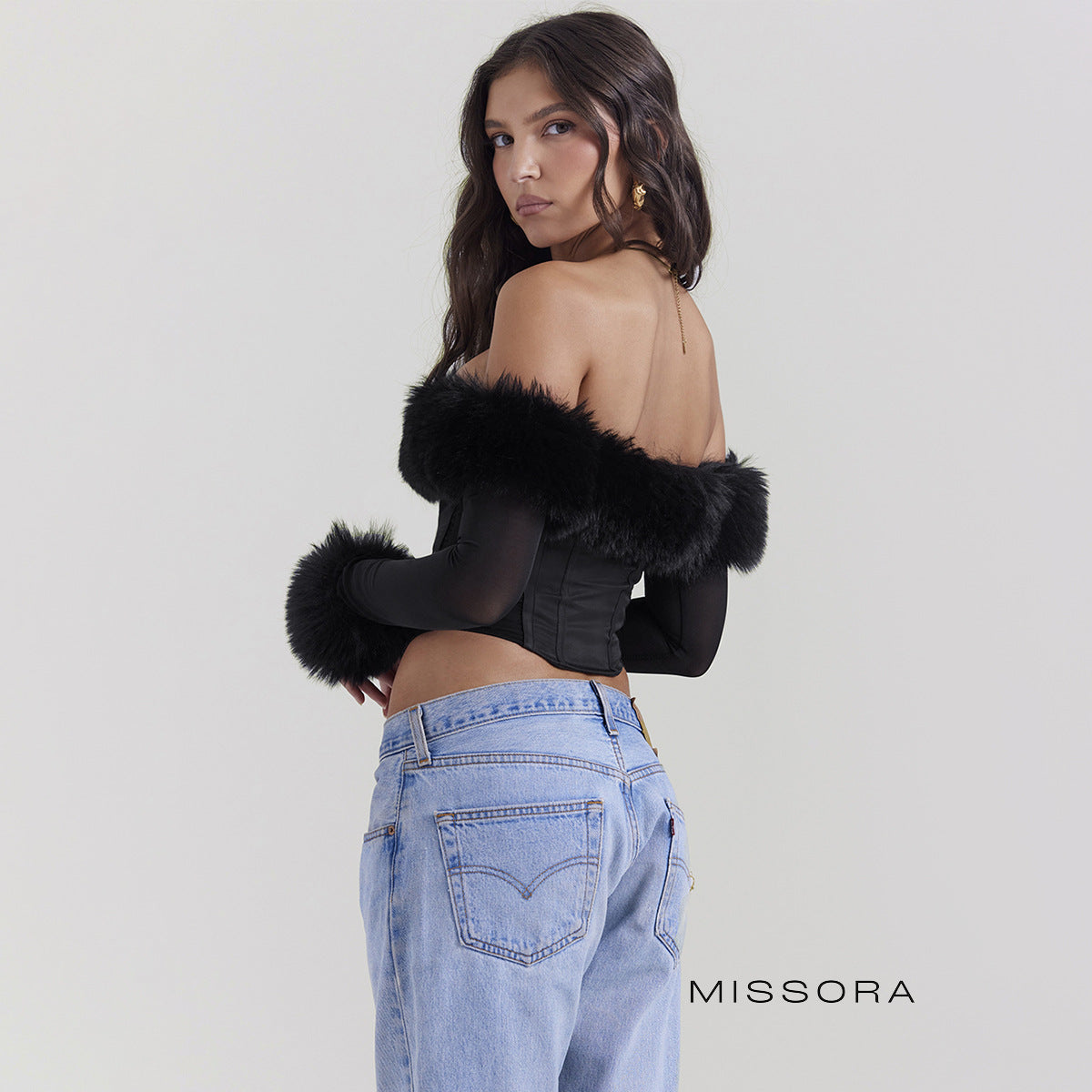 Jaylen Omuz Dekolteli Korse Top [1ZSJZ6DN]