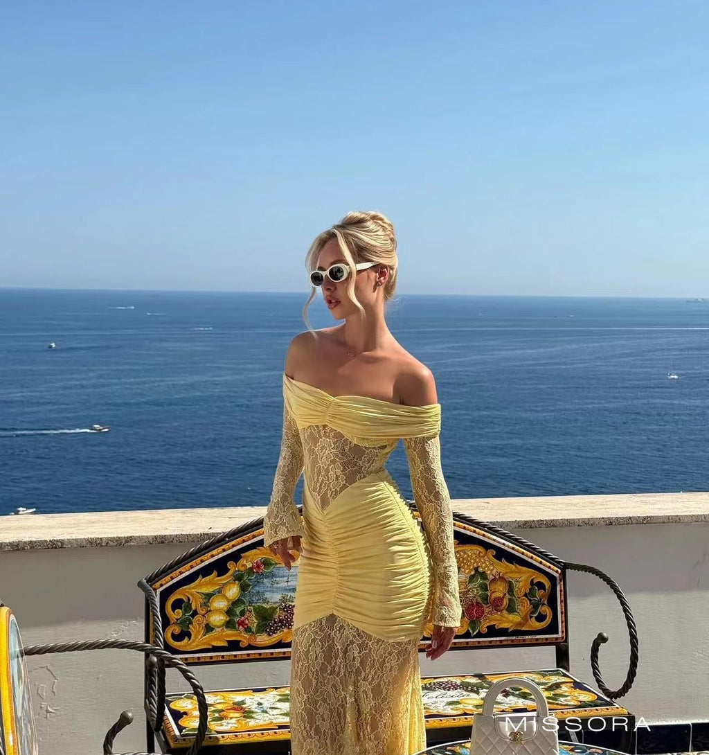 Jermany Nakışlı Tek Omuz Maksi Elbise [R1PYP2M3]