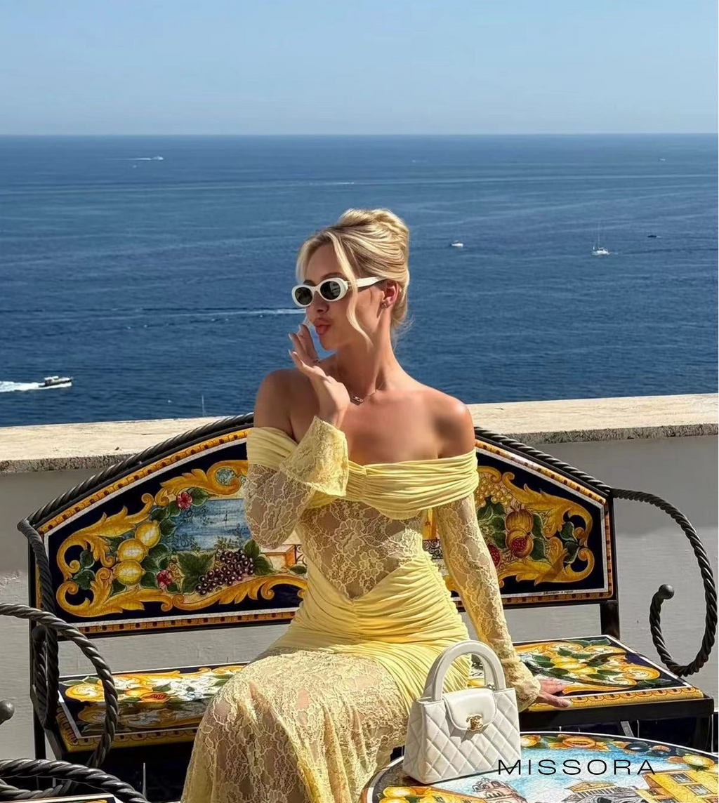 Jermany Nakışlı Tek Omuz Maksi Elbise [NTS0F0GQ]