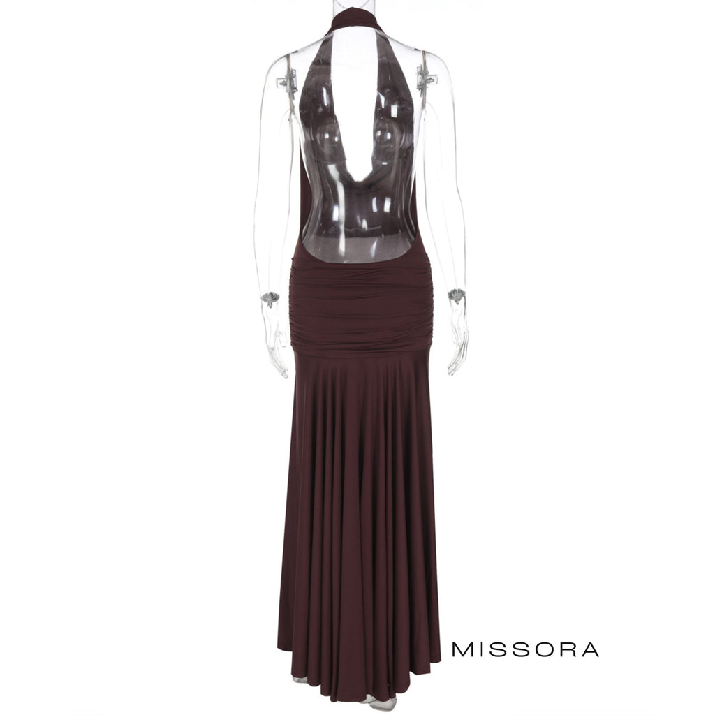 Jovie Drapeli Sırt Dekolteli Midi Elbise [L7B97X5Q]