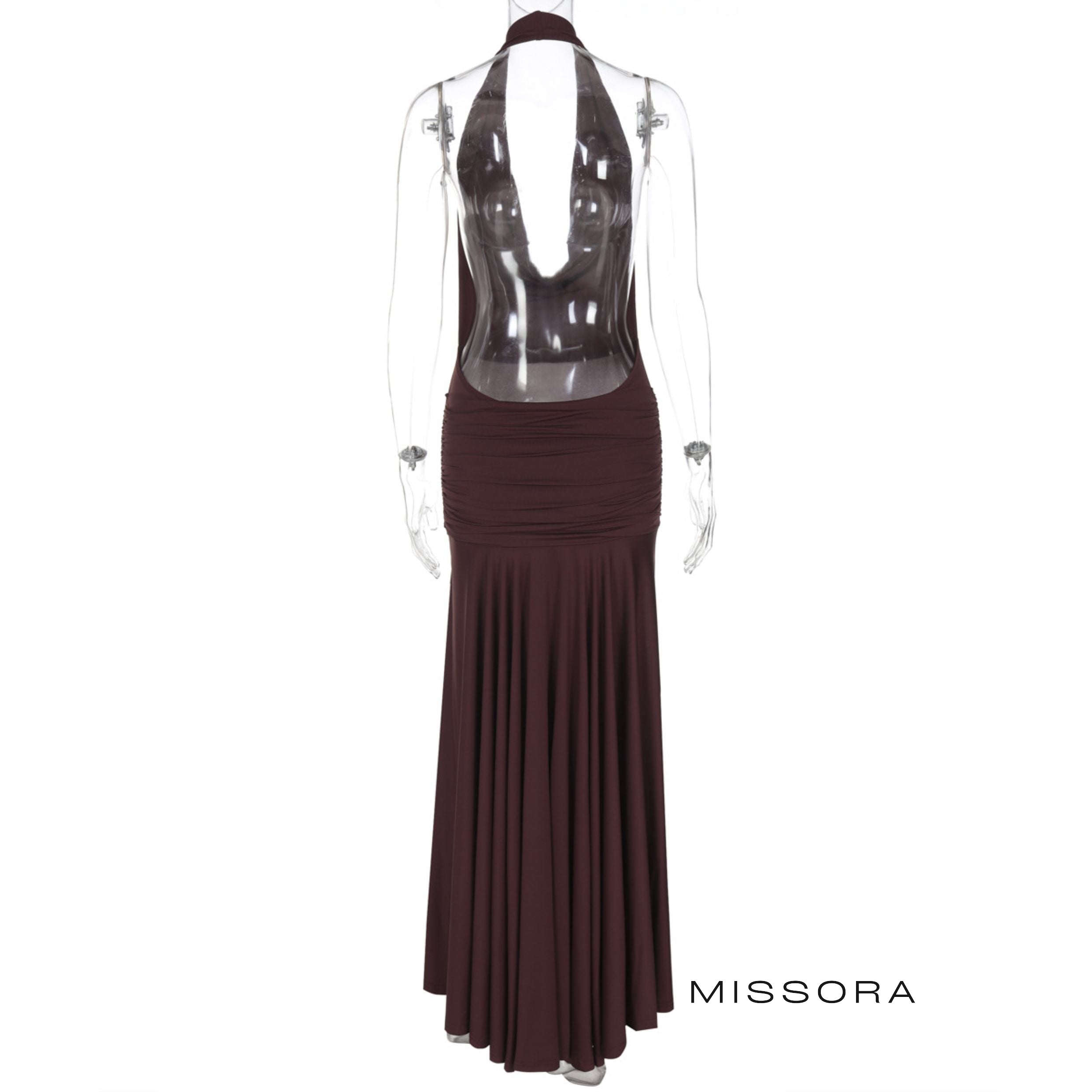 Jovie Drapeli Sırt Dekolteli Midi Elbise [L7B97X5Q]