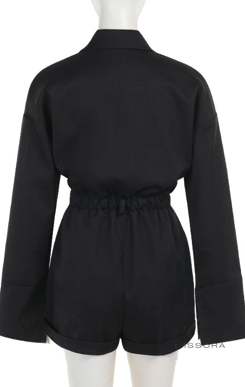 June Düğmeli Şık Şort Tulum [NJ28YLLW]