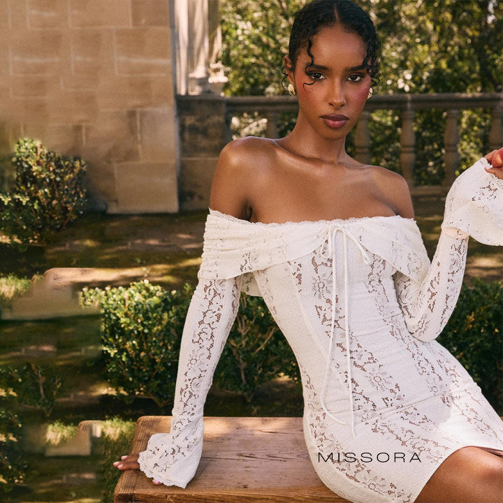 Kaidence Dantelli Omuz Dekolteli Mini Elbise [I9KK8I6W]