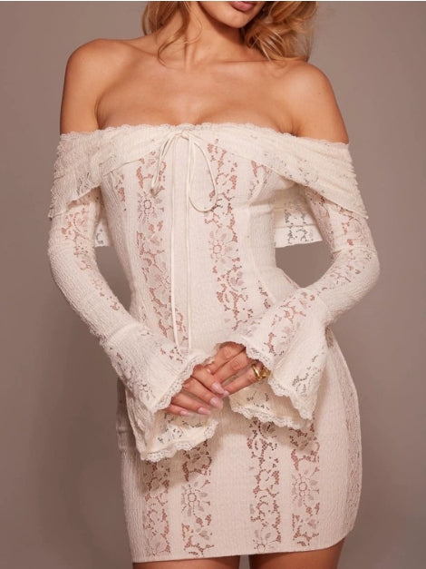 Kaidence Dantelli Omuz Dekolteli Mini Elbise [NVED27FX]