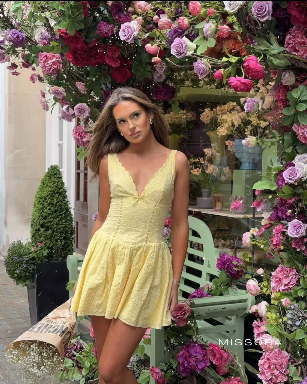 Kaileigh Dantel İşlemeli Mini Elbise [D1A6ZQ91]