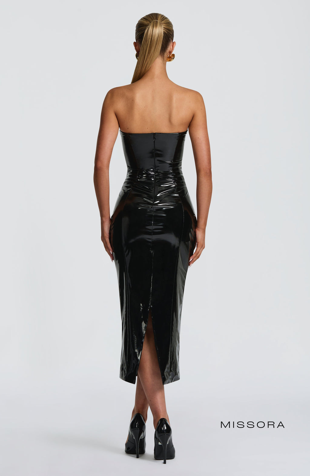 Missora Karizma Parlak Vucudu Saran Midi Elbise - Siyah