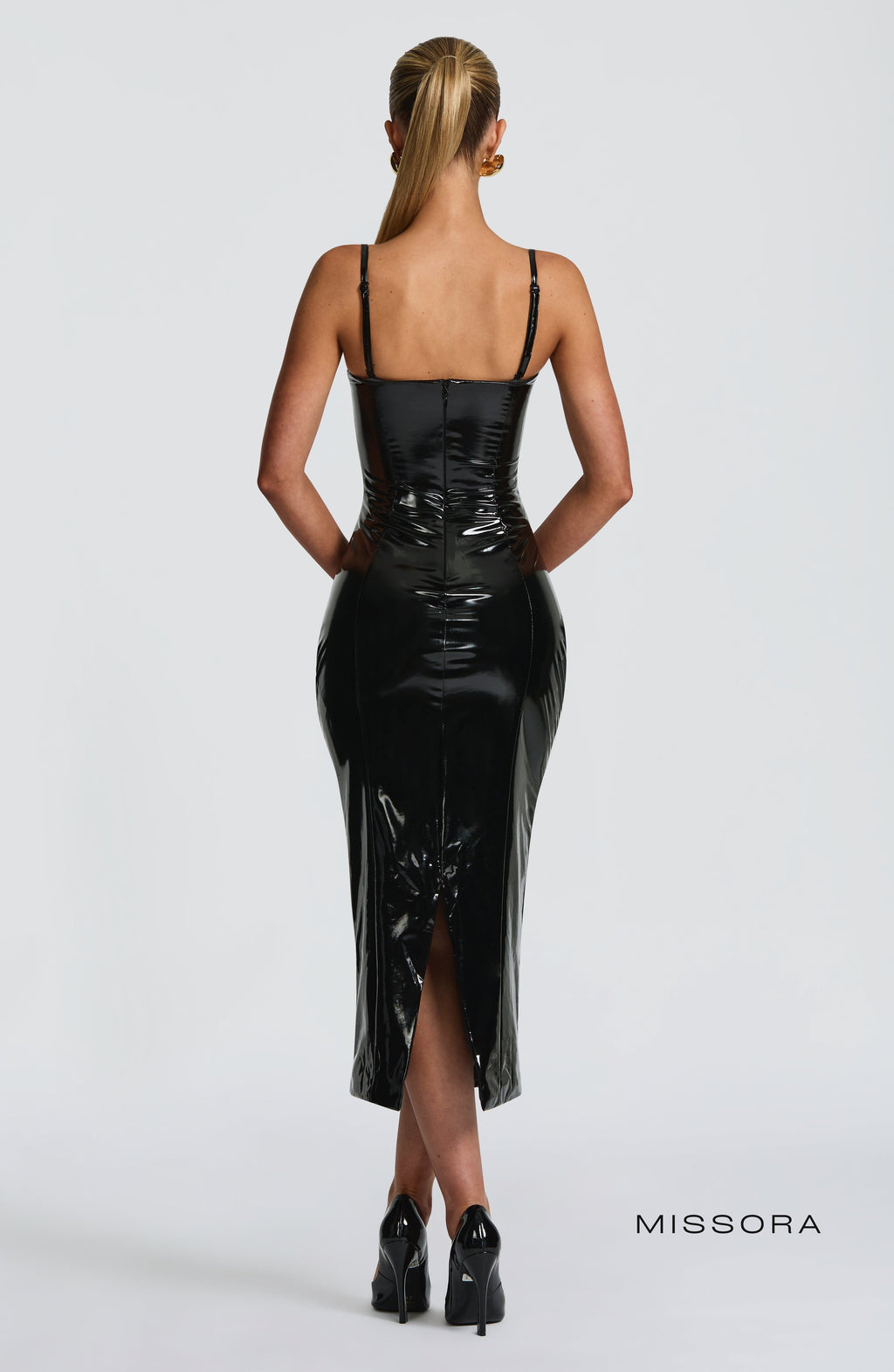 Missora Karizma Parlak Vucudu Saran Midi Elbise - Siyah