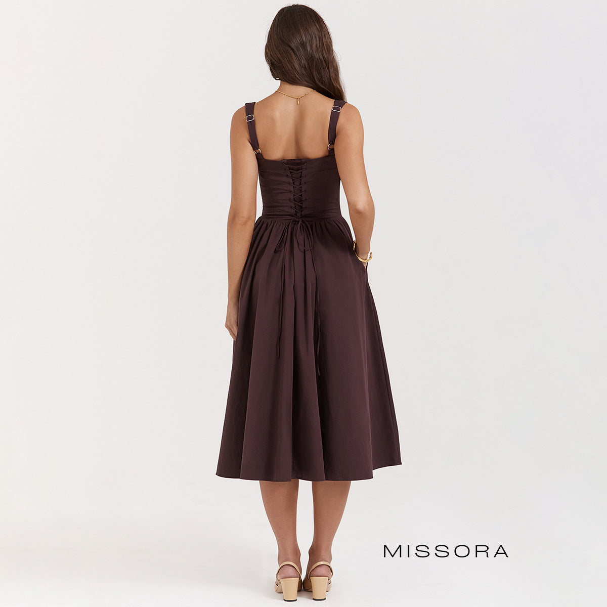 Kaylanie Kare Yaka Korse Detay Elbise [PANC1EK3]