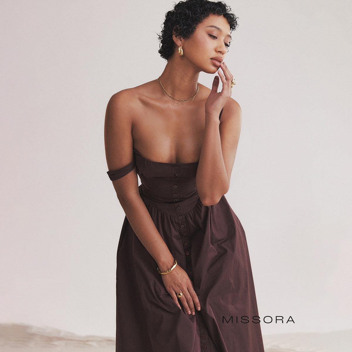 Kaylanie Kare Yaka Korse Detay Elbise [4CETU270]