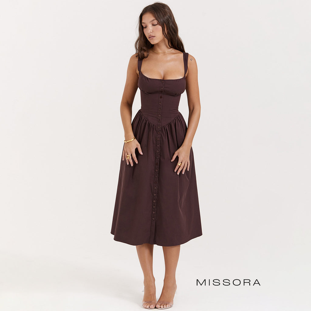 Kaylanie Kare Yaka Korse Detay Elbise [JZZH4GMZ]