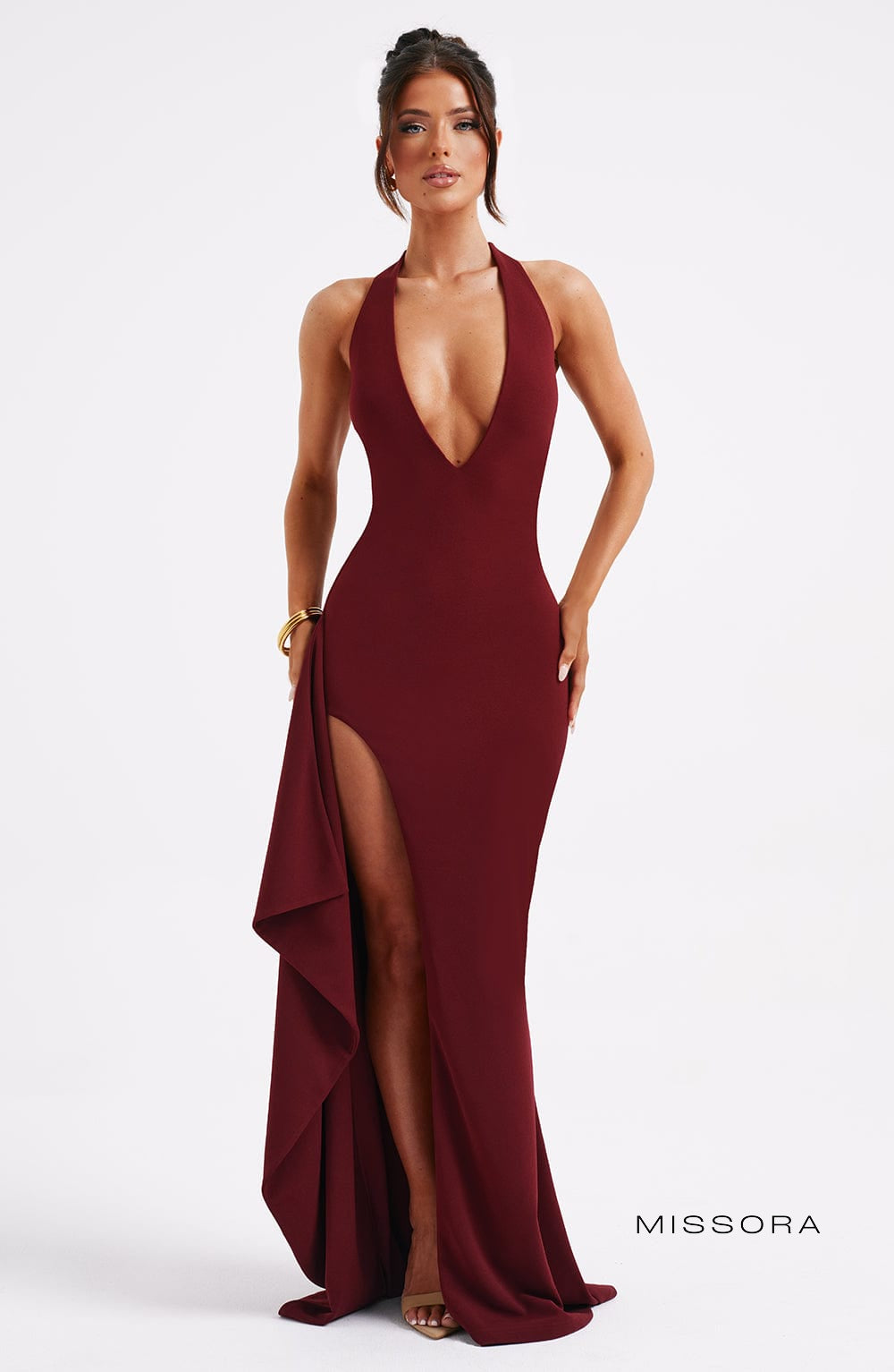 Missora Kaytlyn Ruffle Slit Maxi Dress