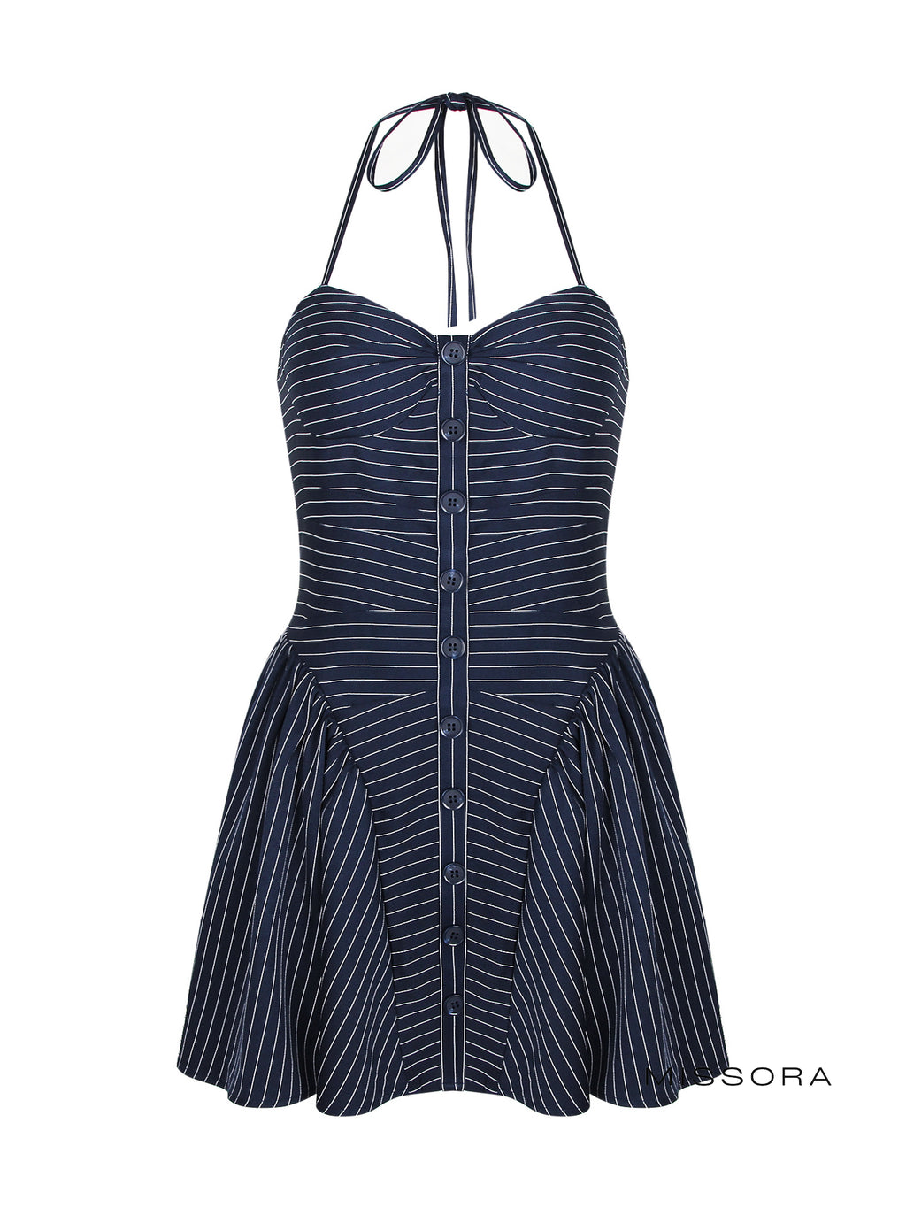 Keilani Çizgili Halter Mini Elbise [P7E9R1CC]
