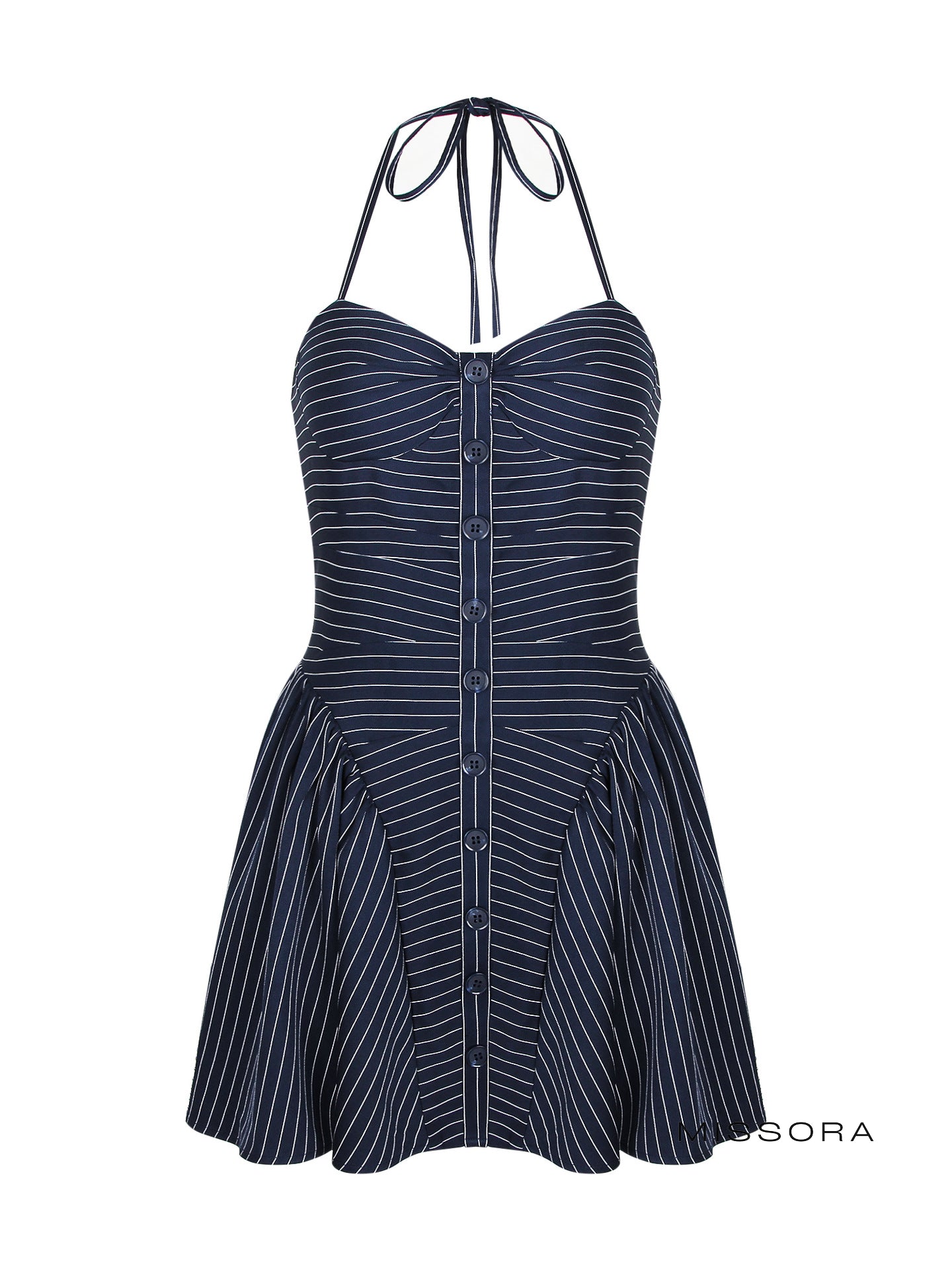 Keilani Çizgili Halter Mini Elbise [P7E9R1CC]