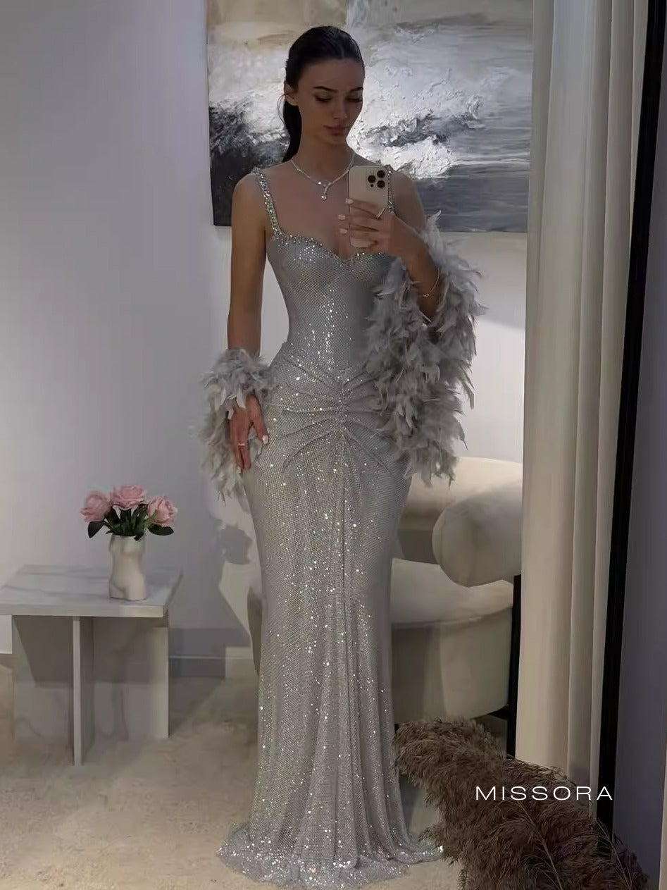 Kelise Işıltılı Askılı Maxi Elbise [RDMJGCY4]