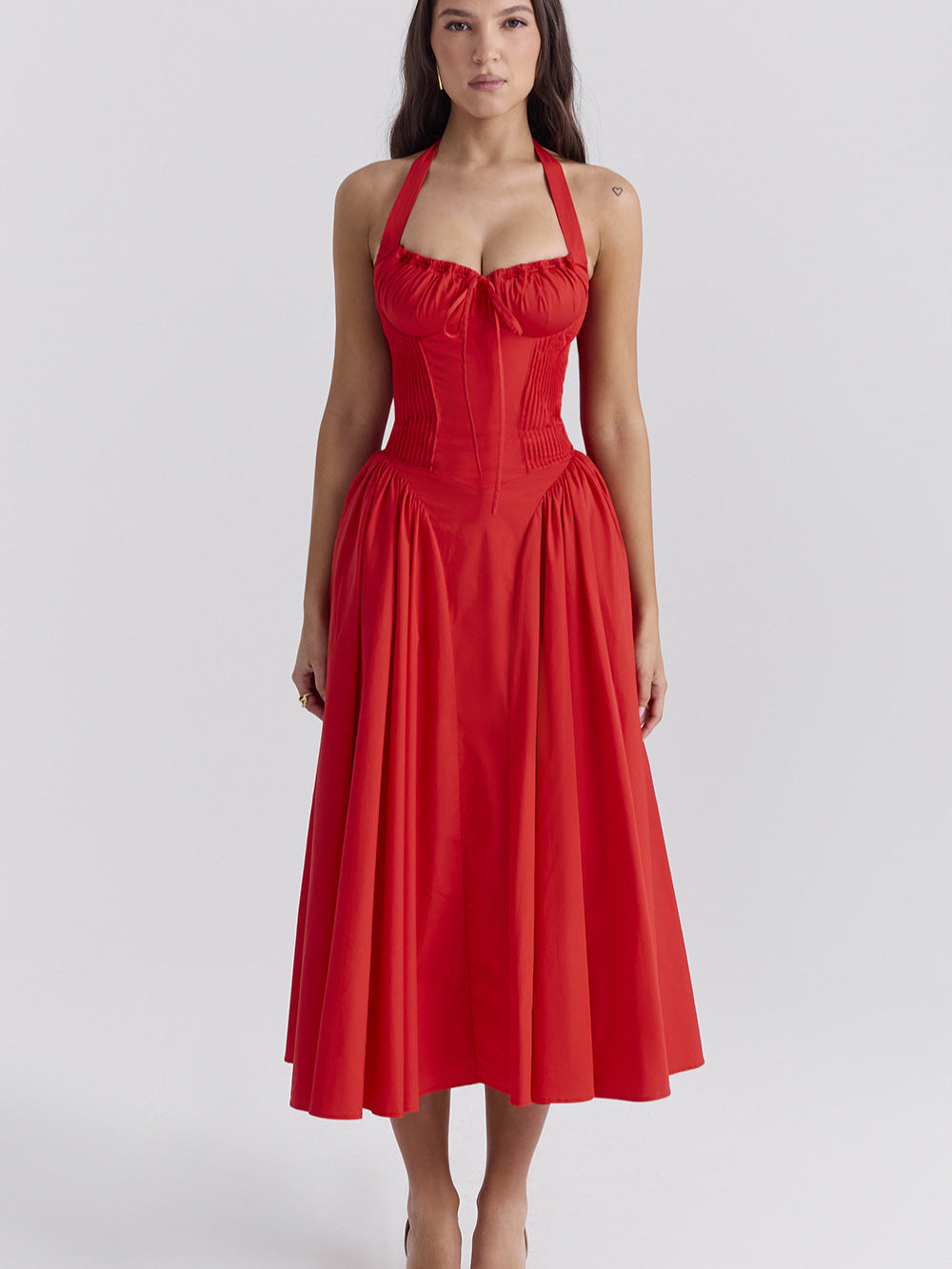 Kenzli Floral Halter Midi Elbise [YKI1XLYA]